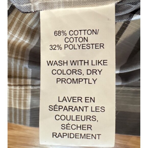 Van Heusen Short Sleeve Shirt Mens Classic Fit Plaid M 15-15 1/2" Gray & Beige - Picture 6 of 10